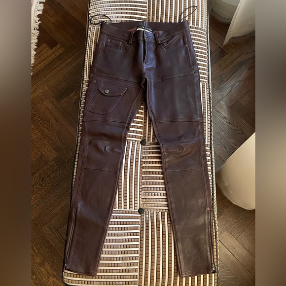 Ralph Lauren Black Label 2014 Original Sample Brown Leather Moto Pants - Picture 2 of 13